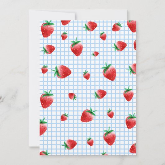 Aardbei Bes Zoete Eerste Verjaardagsuitnodiging Kaart (Achterkant)