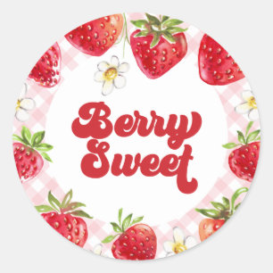 Aardbei Bes Zoete Verjaardag Ronde Sticker