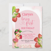 Aardbei bessen lief mexicaans meisje eerste verjaa kaart (Voorkant)