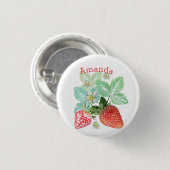 Aardbei, bessen rood. ronde button 3,2 cm (Voorkant /achterkant)