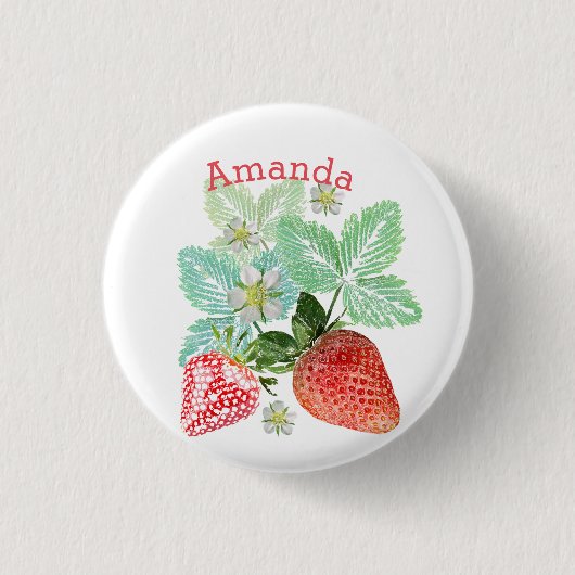 Aardbei, bessen rood. ronde button 3,2 cm (Voorkant)