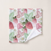 Aardbei, bessen, rood, vers, rijp, zoet, voedsel, bad handdoek (Wasdoekje)