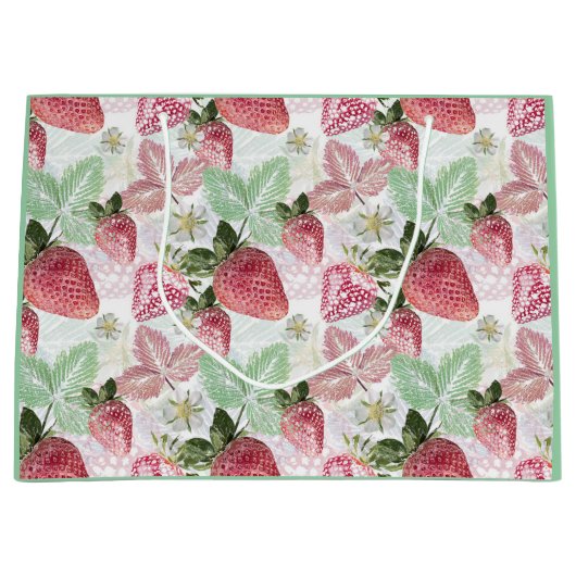 Aardbei, bessen, rood, vers, rijp, zoet, voedsel, groot cadeauzakje (Voorkant)