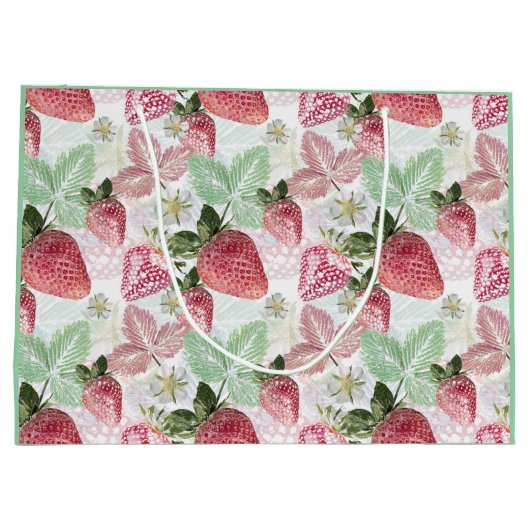 Aardbei, bessen, rood, vers, rijp, zoet, voedsel, groot cadeauzakje (Achterkant)
