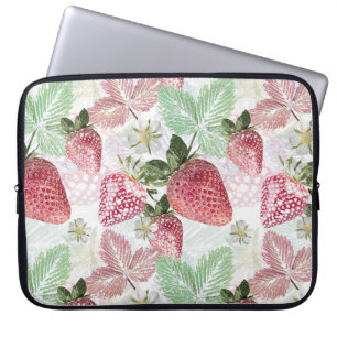 Aardbei, bessen, rood, vers, rijp, zoet, voedsel, laptop sleeve