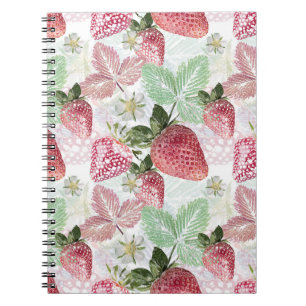 Aardbei, bessen, rood, vers, rijp, zoet, voedsel, notitieboek