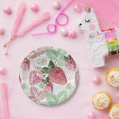 Aardbei, bessen, rood, vers, rijp, zoet, voedsel, papieren bordje (Feest)