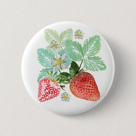 Aardbei, bessen, rood, vers, rijp, zoet, voedsel, ronde button 5,7 cm (Voorkant)