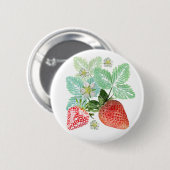Aardbei, bessen, rood, vers, rijp, zoet, voedsel, ronde button 5,7 cm (Voorkant /achterkant)