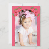 Aardbei bessen zoete bessen eerste verjaardag foto kaart (Achterkant)