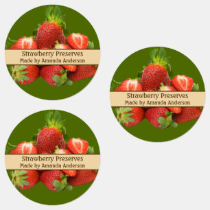 Aardbei bewaart moderne cirkel voedsellabel labels