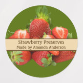 Aardbei bewaart moderne cirkel voedsellabel labels (Design 1)