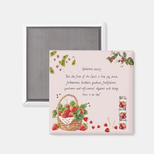 Aardbei Bijbel Vers Fruit Magneet (Voorkant / Achterkant)