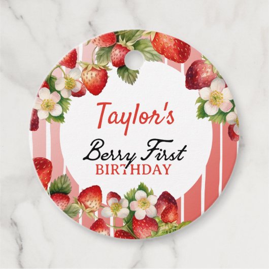 Aardbei Birthday Bedankjes Labels (Voorkant)