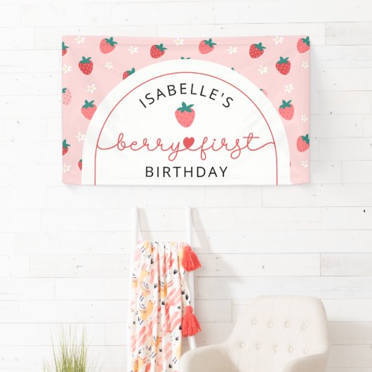Aardbei Birthday Berry Sweet Backdrop Banner (Insitu)