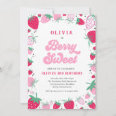 Aardbei Birthday Berry Sweet Birthday Party Inv Kaart (Voorkant)