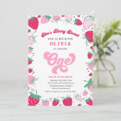 Aardbei Birthday Berry Sweet Birthday Party Kaart (Staand voorkant)