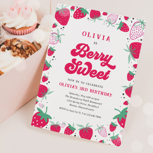 Aardbei Birthday Berry Sweet Birthday Party Kaart