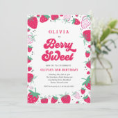 Aardbei Birthday Berry Sweet Birthday Party Kaart (Staand voorkant)