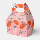 Aardbei Birthday Fruit Doodle Roze Bedankdoosjes (Voorkant Zijde)