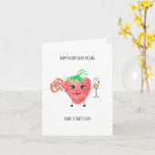 Aardbei Birthday Kaart - Cute, Fun Folded Kaart (Gele Bloem)