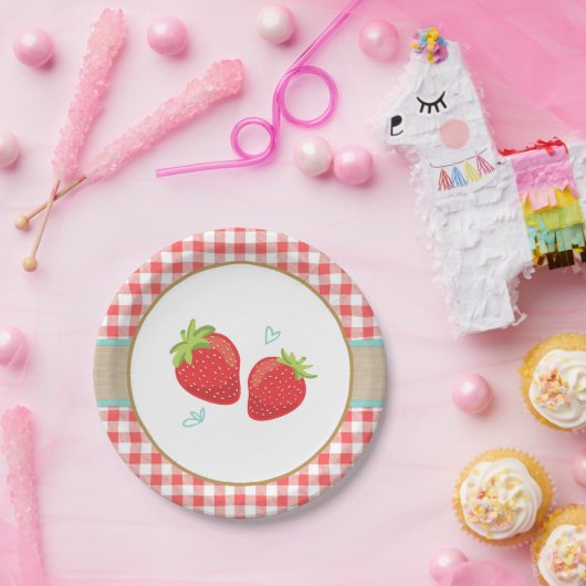 Aardbei Birthday Paper Borden Summer picnic Papieren Bordje (Feest)