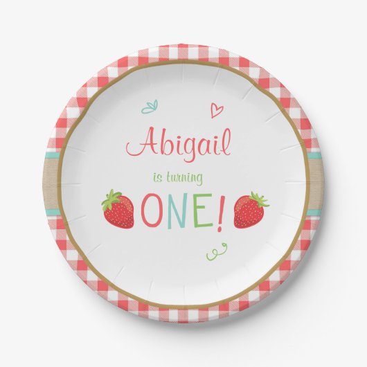 Aardbei Birthday Paper Borden Summer picnic Papieren Bordje (Voorkant)