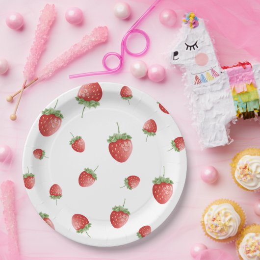Aardbei Birthday Papieren Bordje (Feest)