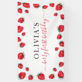 Aardbei Birthday Party Berry First Banner (Verticaal)