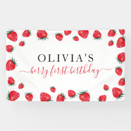 Aardbei Birthday Party Berry First Banner