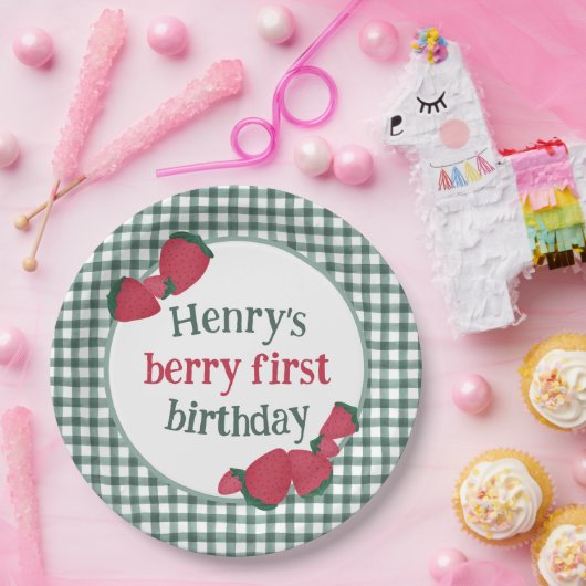 Aardbei Birthday Party Borden Papieren Bordje (Feest)