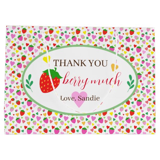 Aardbei Birthday Party Groot Cadeauzakje (Achterkant)