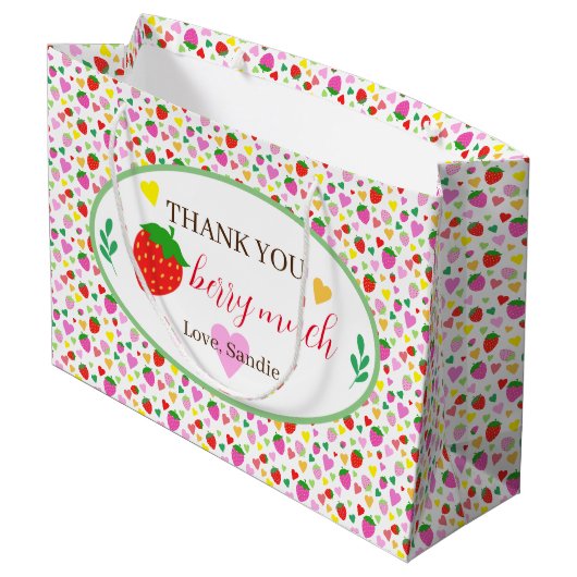 Aardbei Birthday Party Groot Cadeauzakje (Achterkant Gekanteld)