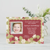 Aardbei Birthday Party Invitation Kaart (Staand voorkant)