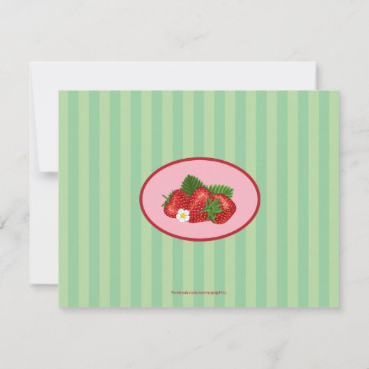 Aardbei Birthday Party Invitation Kaart (Achterkant)