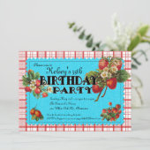 Aardbei Birthday Party Invitation Kaart (Staand voorkant)