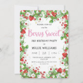 Aardbei Birthday Party Kaart (Voorkant)