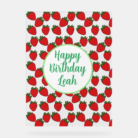 Aardbei Birthday Party Theme Acryl Bord (Voorkant)