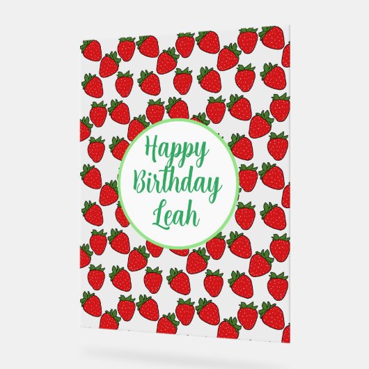 Aardbei Birthday Party Theme Acryl Bord (Hoek)