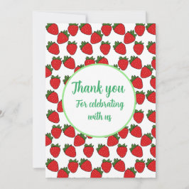 Aardbei Birthday Party Theme Bedankkaart