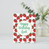 Aardbei Birthday Party Theme Briefkaart (Staand voorkant)