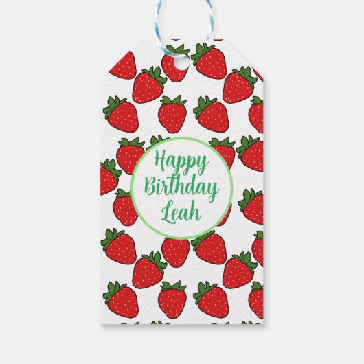 Aardbei Birthday Party Theme Cadeaulabel (Achterkant)