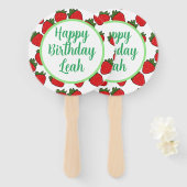 Aardbei Birthday Party Theme Handwaaier (Voorkant en achterkant)