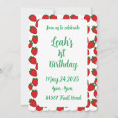 Aardbei Birthday Party Theme Kaart (Achterkant)