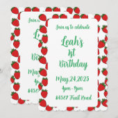 Aardbei Birthday Party Theme Kaart (Voorkant / Achterkant)