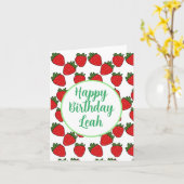 Aardbei Birthday Party Theme Kaart (Gele Bloem)
