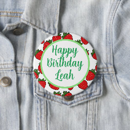 Aardbei Birthday Party Theme Ronde Button 4,0 Cm