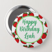 Aardbei Birthday Party Theme Ronde Button 4,0 Cm (Voorkant /achterkant)