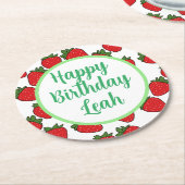Aardbei Birthday Party Theme Ronde Kartonnen Onderzetter (Gebogen)
