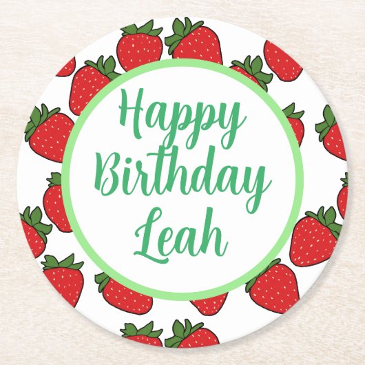 Aardbei Birthday Party Theme Ronde Kartonnen Onderzetter (Voorkant)